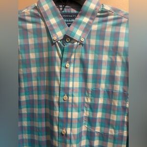 Crown & Ivy Men's Casual Plaid Shirt - Blue and Pink